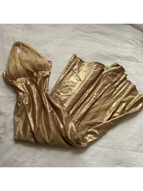 Betsy & Adam Gold halter neck formal dress with sheer top detail Size 6